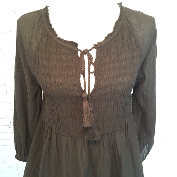 Melrose and Market Split Neck Peasant Blouse Small - Picture 2 of 8